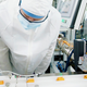 In the photo, Abbott’s ID NOW test components are made in a U.S. manufacturing facility. ID NOW is the company’s new five-minute coronavirus test.